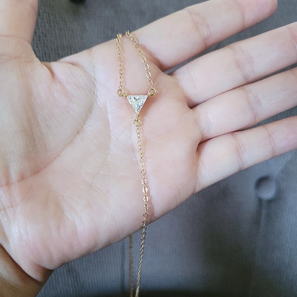 Silver🤍 Wren🪶 Cubic Zirconia💎 & Gold💛 Filled Bar Y-Necklace - Picture 4 of 13